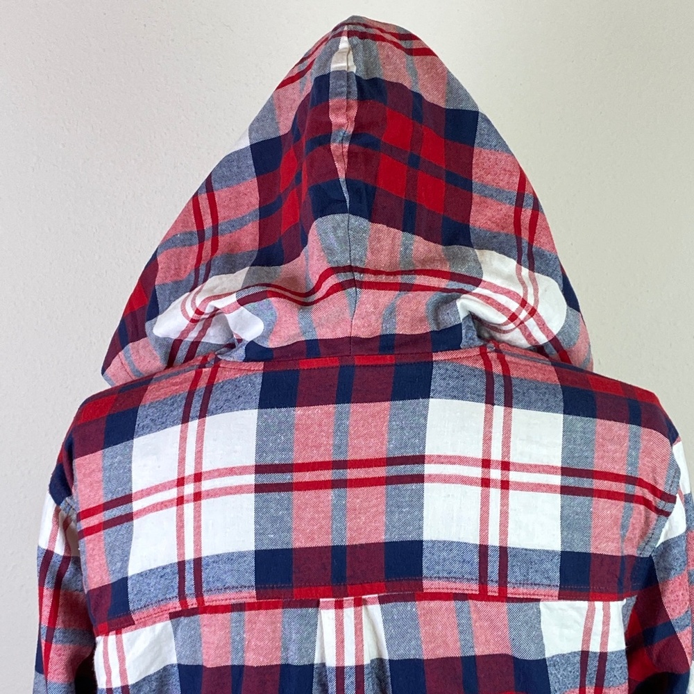 Eddie Bauer Red Plaid Hooded Flannel Shirt - Picture 6 of 10